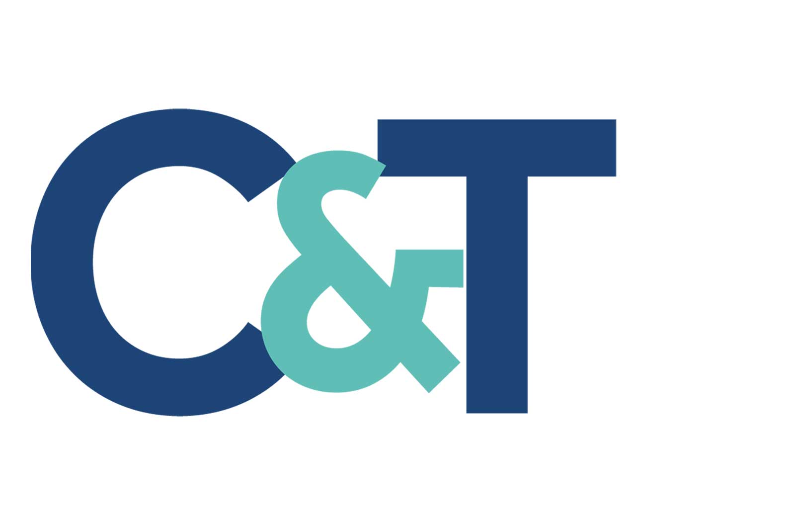 Logo mit den Buchstaben C, T und einem Kaufmanns-und in Blau und Teal auf weißem Hintergrund.