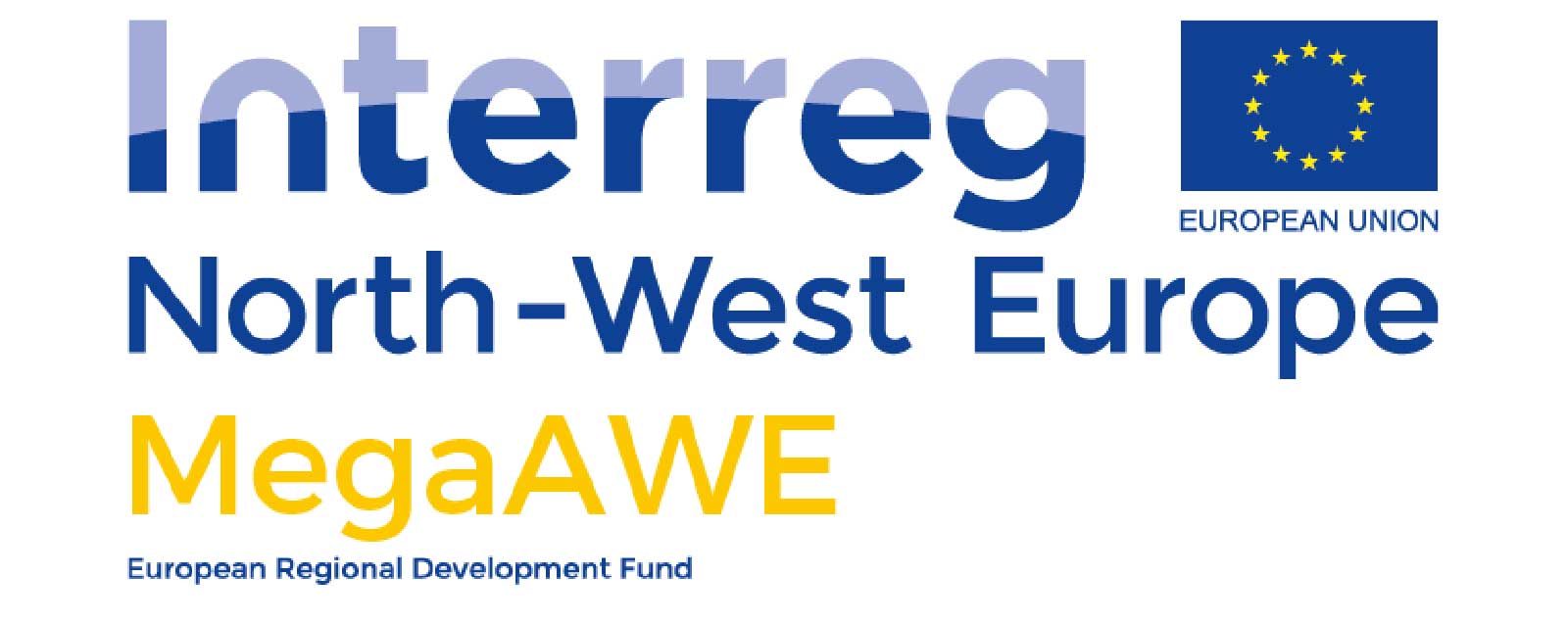 Logo von Interreg North-West Europe und MegaAWE, gefördert durch den Europäischen Regionalentwicklungsfonds.