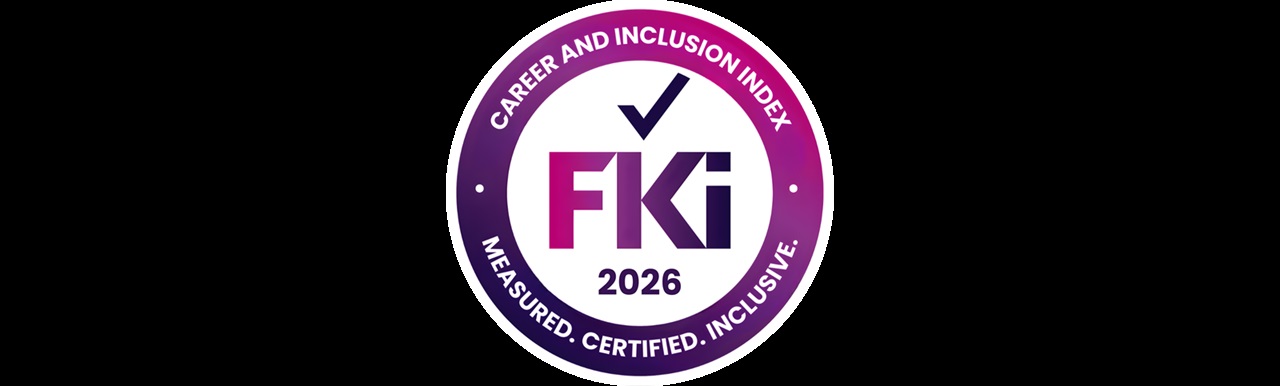 Rundes violettes FKI 2026 Siegel mit Text Career and Inclusion Index Inclusive