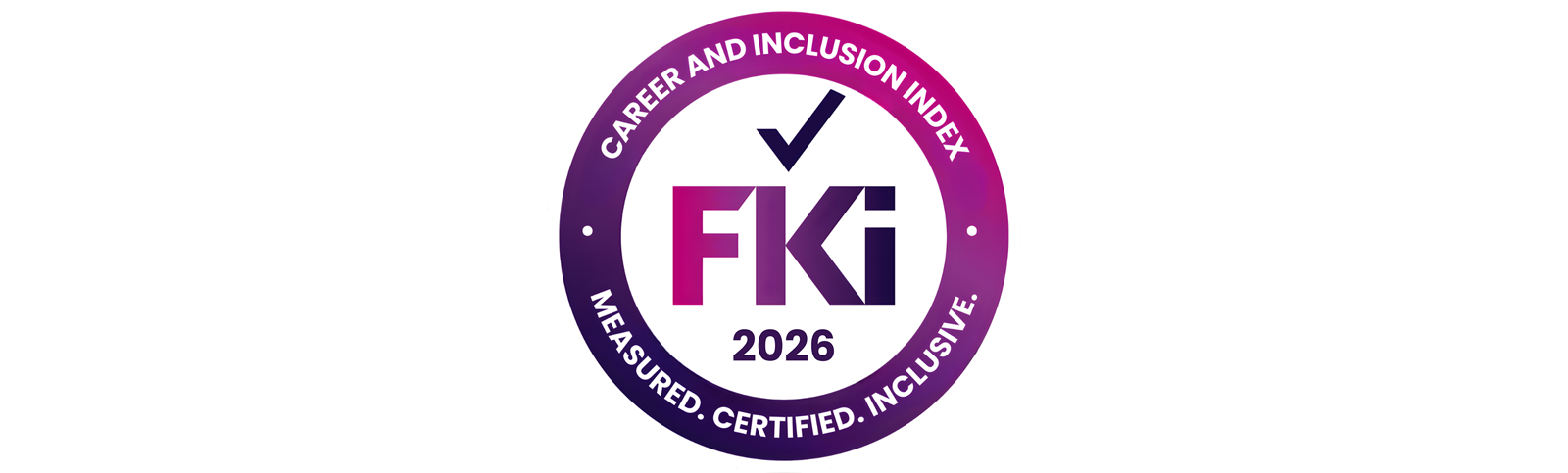 Rundes violettes FKI 2026 Siegel mit Text Career and Inclusion Index Inclusive
