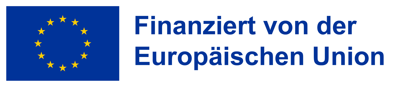 Logo mit der Flagge der Europäischen Union und einem grauen Textelement daneben.