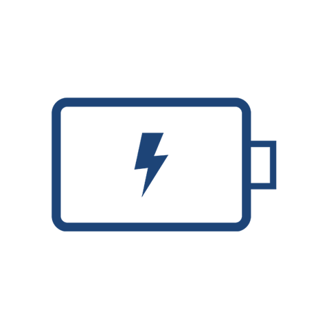 A simple logo in a deep blue shade on a white background.