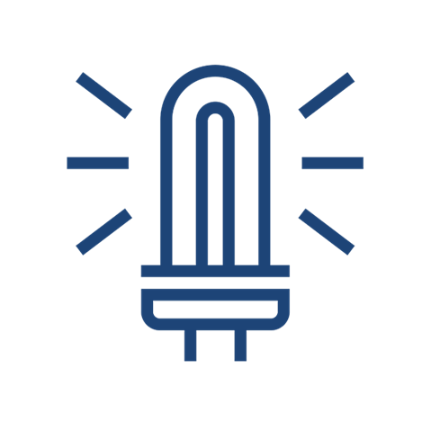 A simple dark blue square against a white background.