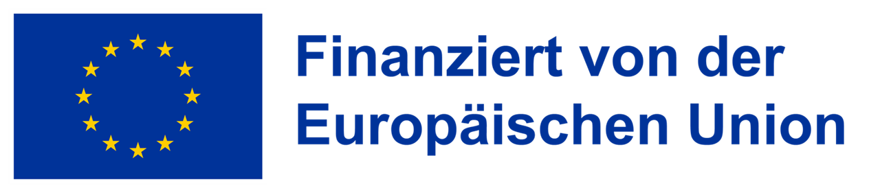 Logo mit der Flagge der Europäischen Union und einem grauen Textelement daneben.
