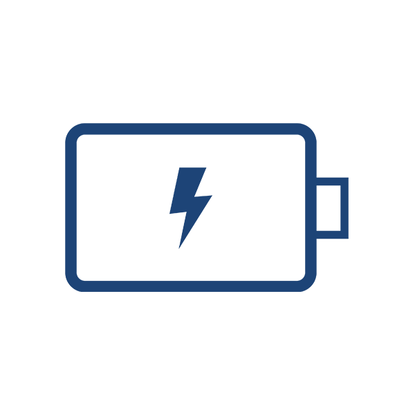 Ein einfaches Logo in einem tiefblauen Farbton auf einem weißen Hintergrund.