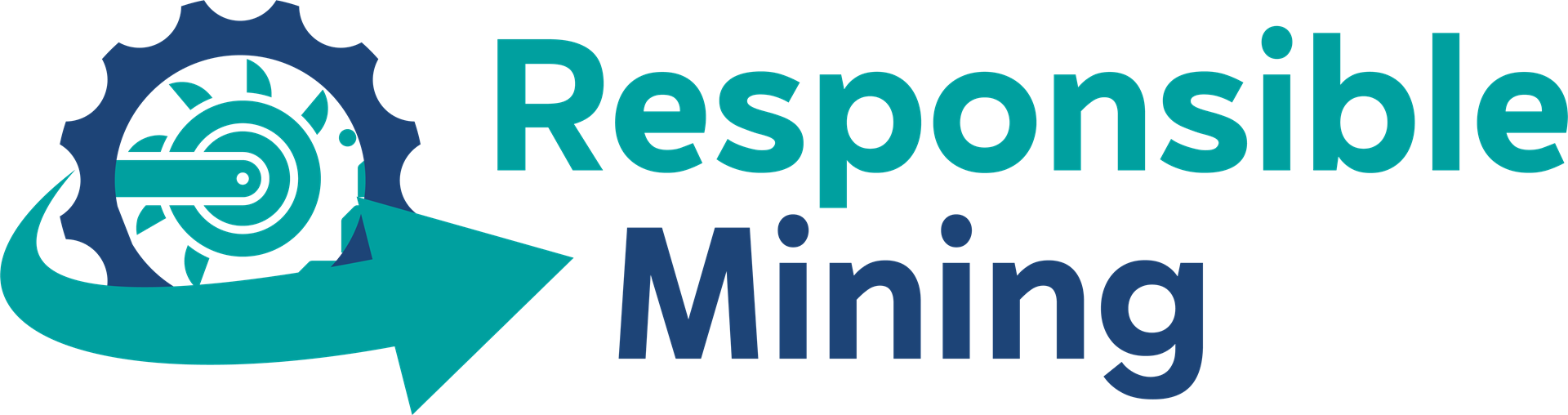 A logo for 'Responsible Mining' featuring a gear and a circular design with blue and green colours.