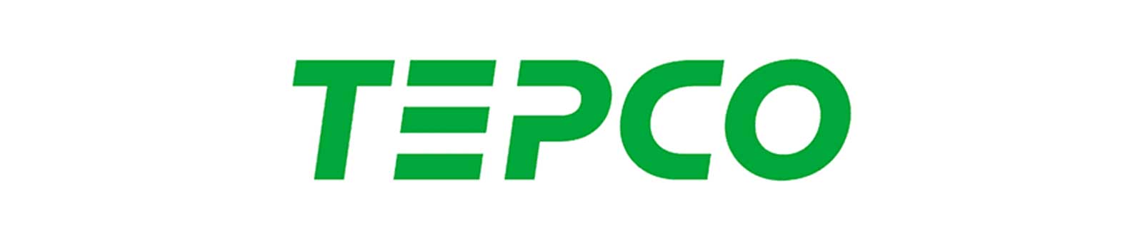 Das Logo von TEPCO in grüner Schrift auf einem weissen Hintergrund.