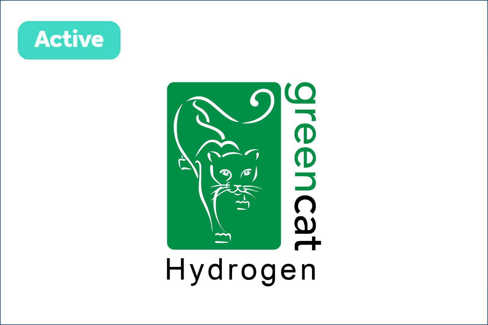 The logo features a green cat illustration above the text 'green cat Hydrogen' on a white background.