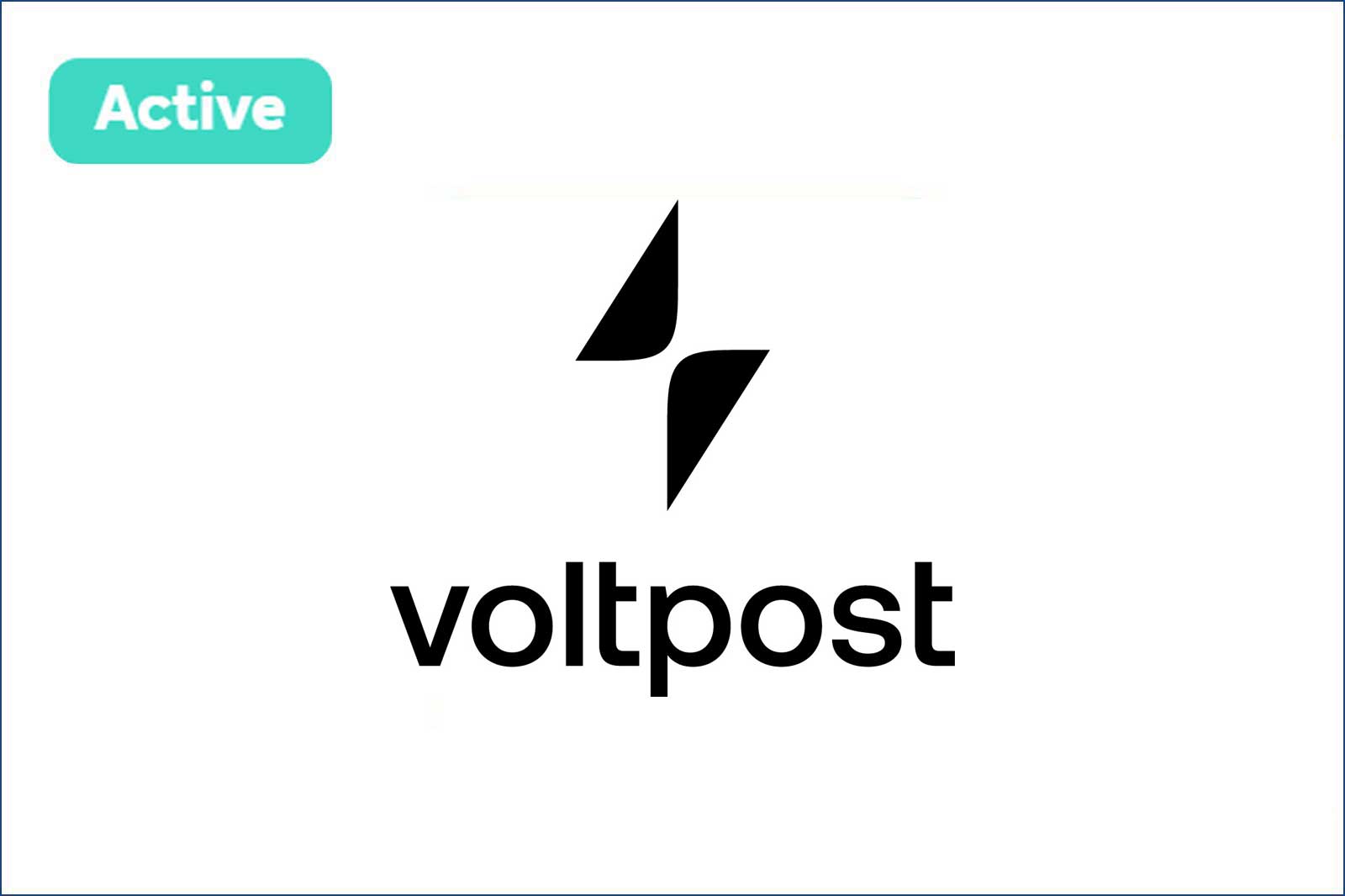 The image features the Voltpost logo with a teal 'Active' badge at the top left.