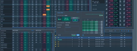Screenshot einer Handelsplattform mit Preisangeboten und Aufträgen für verschiedene Energieprodukte.