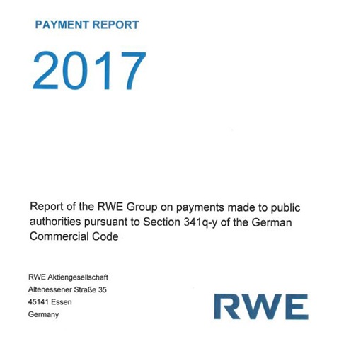 Payment report 2017 from the RWE Group on payments to public authorities according to Section 341q-y of the German Commercial Code.