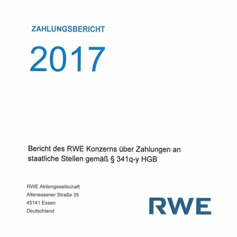 Zahlungsbericht 2017 der RWE AG. Bericht über Zahlungen an staatliche Stellen gemäß § 341q-y HGB.
