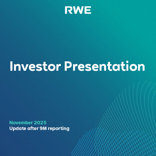 Investorenpräsentation für Mai 2025 mit einem Update auf einem graphischen Hintergrund.