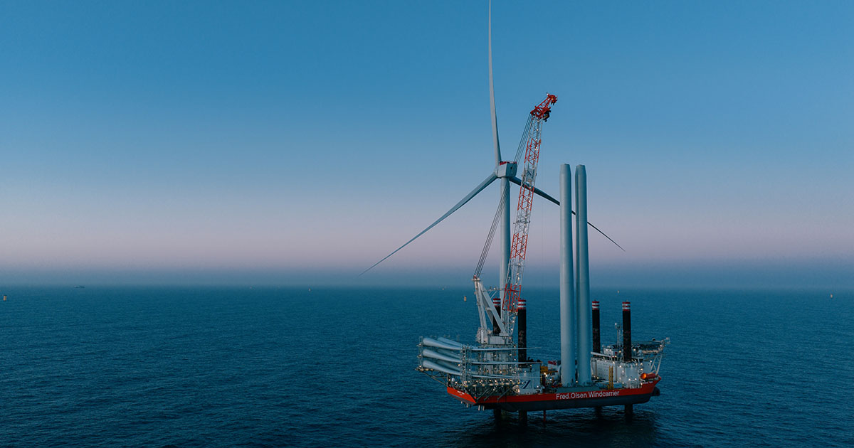 RWE встановила першу турбіну на Thor — найбільшій морській вітроелектростанції Данії