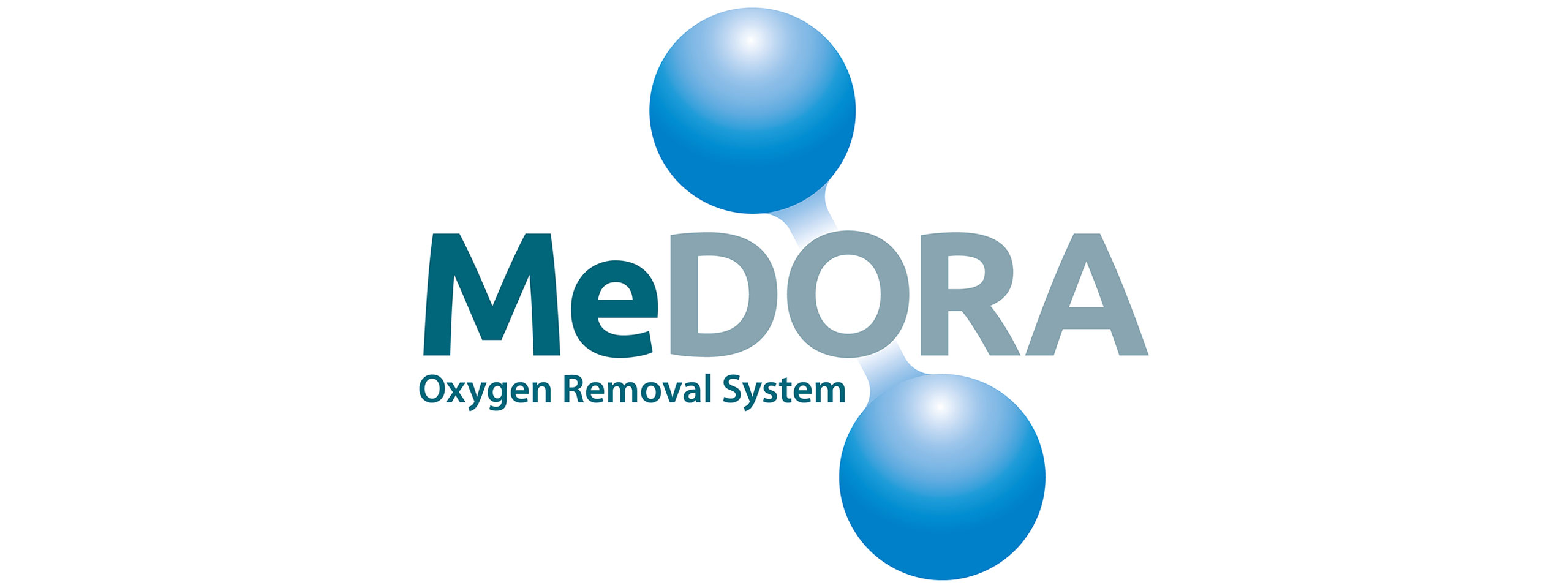 Logo von MeDORA, einem Sauerstoffentfernungssystem, bestehend aus Text und stilisierten Blasen.
