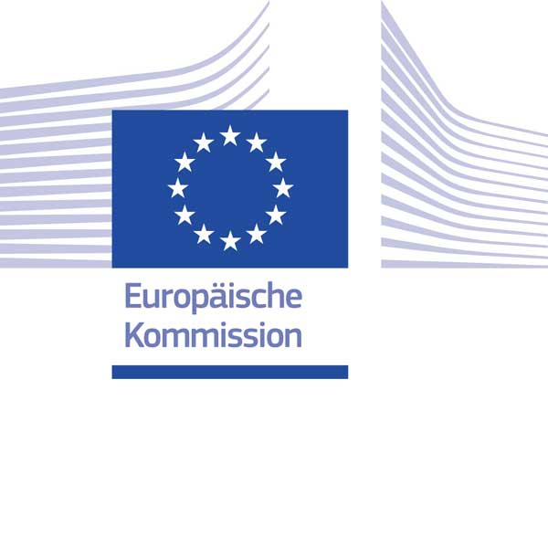 Logo der Europäischen Kommission mit einem blauen Hintergrund und einem Sternenkranz.