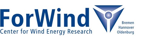Logo of ForWind, Centre for Wind Energy Research, with locations in Bremen, Hannover, and Oldenburg.