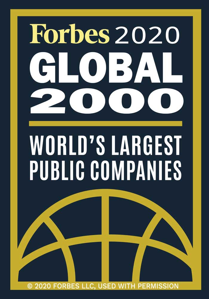 Forbes 2020 Global 2000, die weltweit größten börsennotierten Unternehmen.